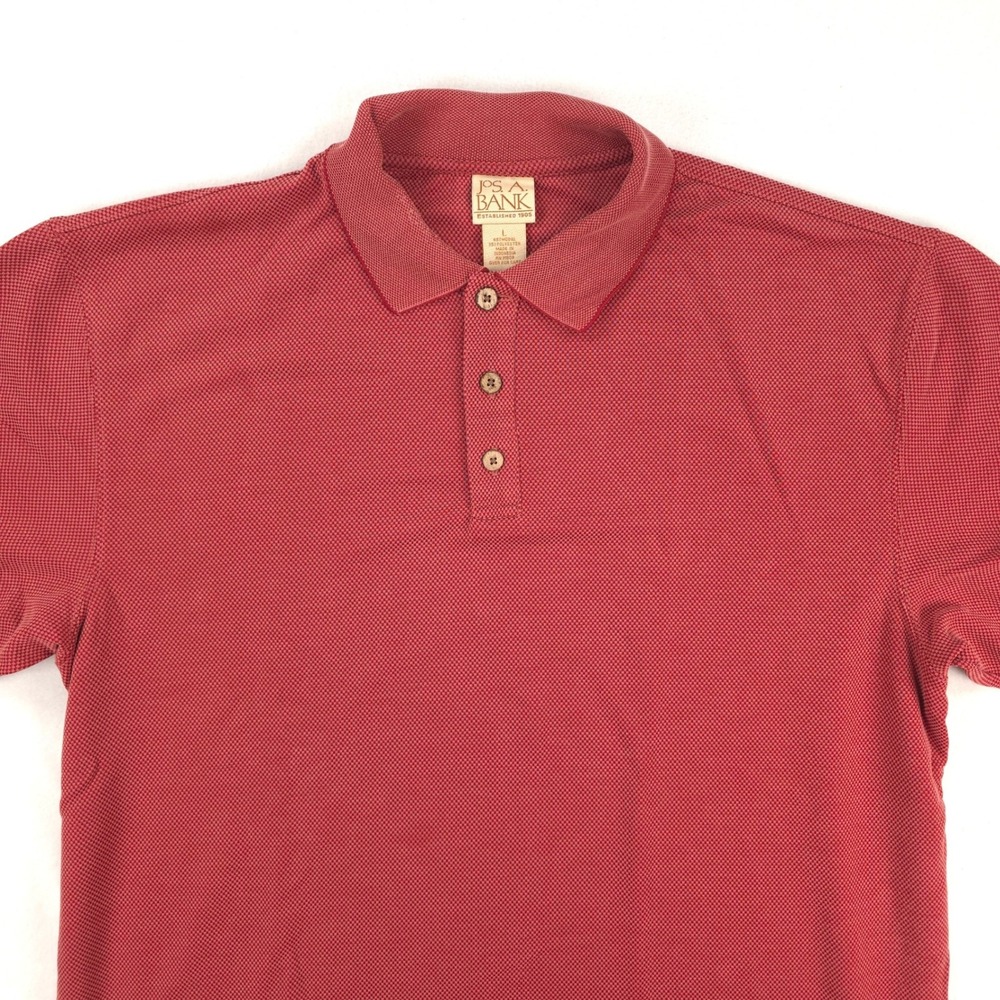 Jos A Bank Polo Mens L Red Short Sleeve Casual Preppy Soft Modal Blend Shirt